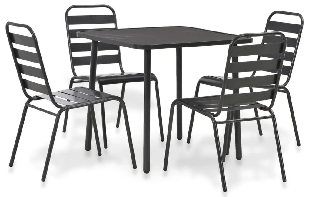 vidaXL 5 pcs conjunto de jantar jardim aço cinzento escuro