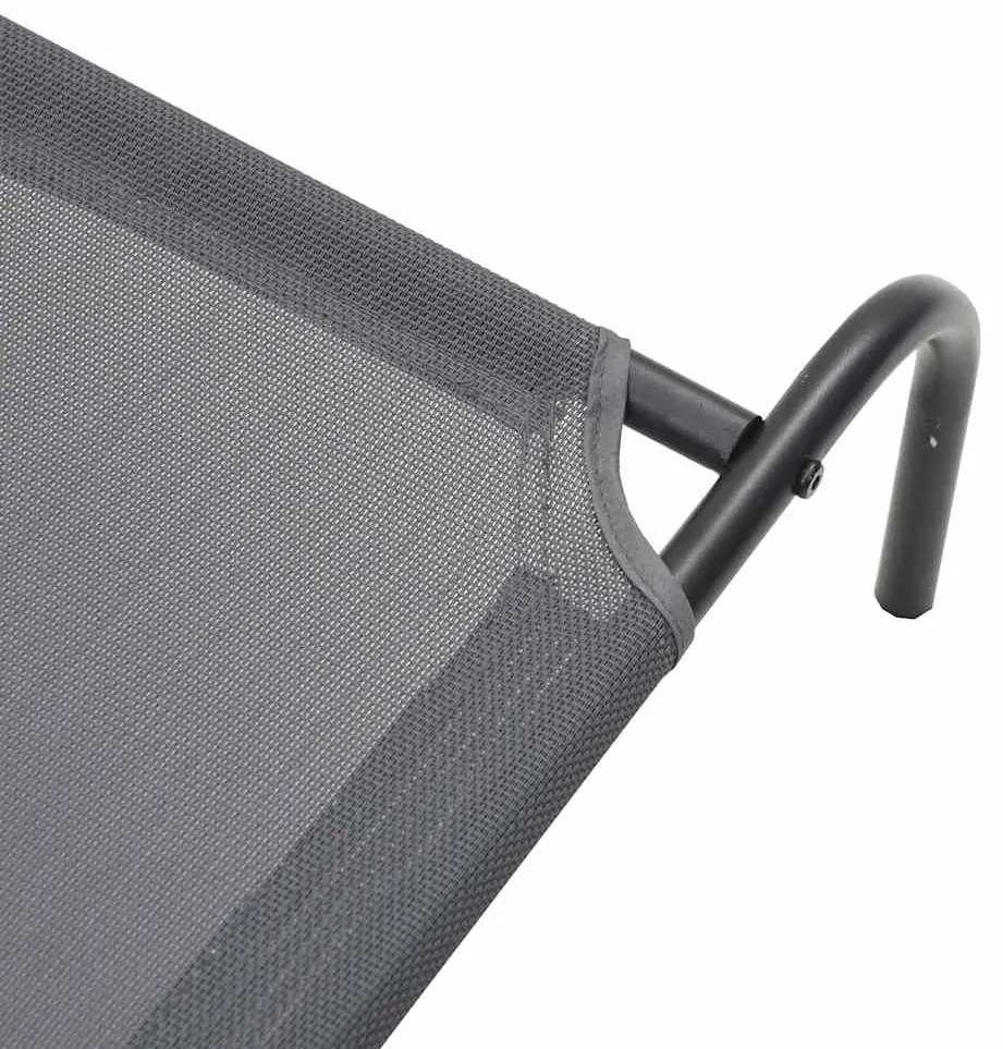 Cama para cães elevada 130x80x20 cm Textilene e aço cinzento