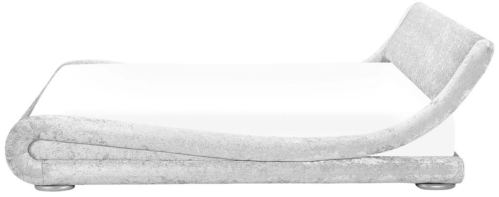 Cama de casal em veludo prateado 160 x 200 cm AVIGNON Beliani
