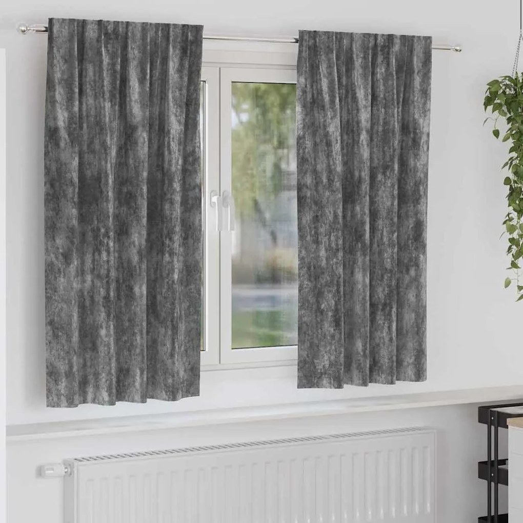vidaXL Cortinas de Veludo 2 peças com Ilhós Cinza 175 x 140 cm