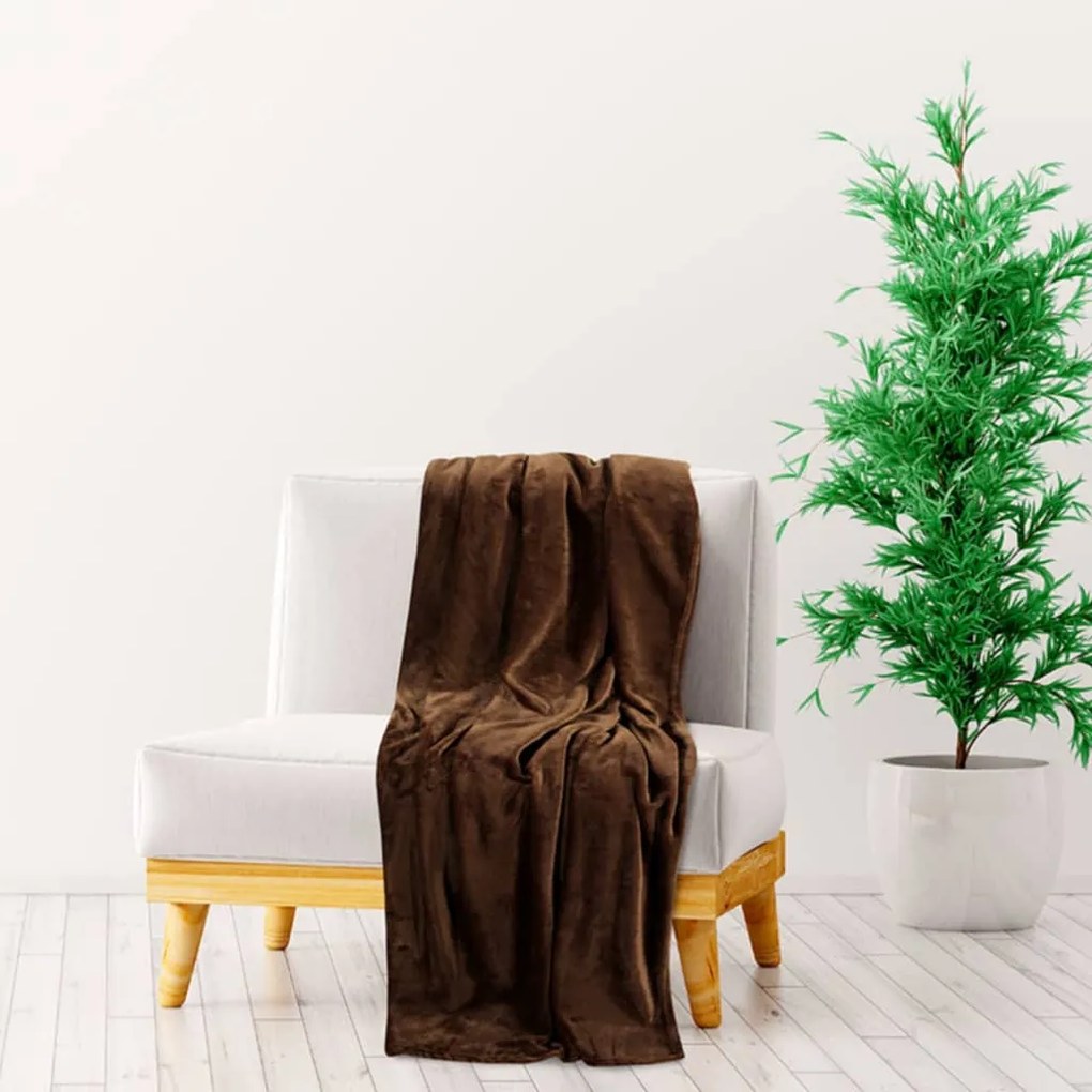 vidaXL Manta 130x170 cm poliéster castanho-cacau