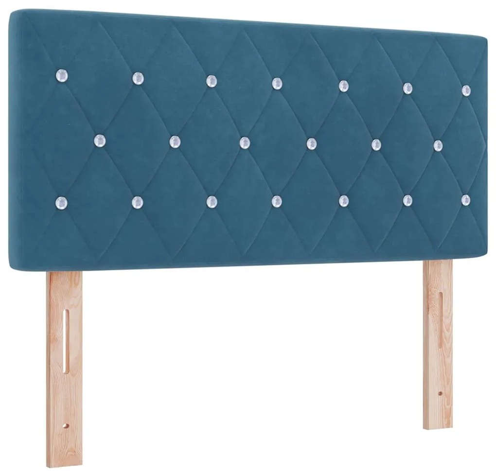 Cama Box com Colchão e LED Azul Escuro 90x190 cm Veludo