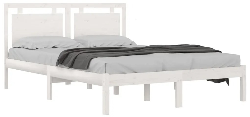 Estrutura de cama super king 180x200 cm madeira maciça branco