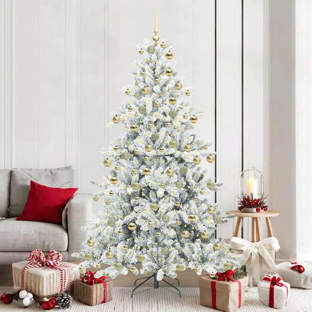 vidaXL Árvore de Natal Articulada Artificial Branco 180 cm PVC e Aço