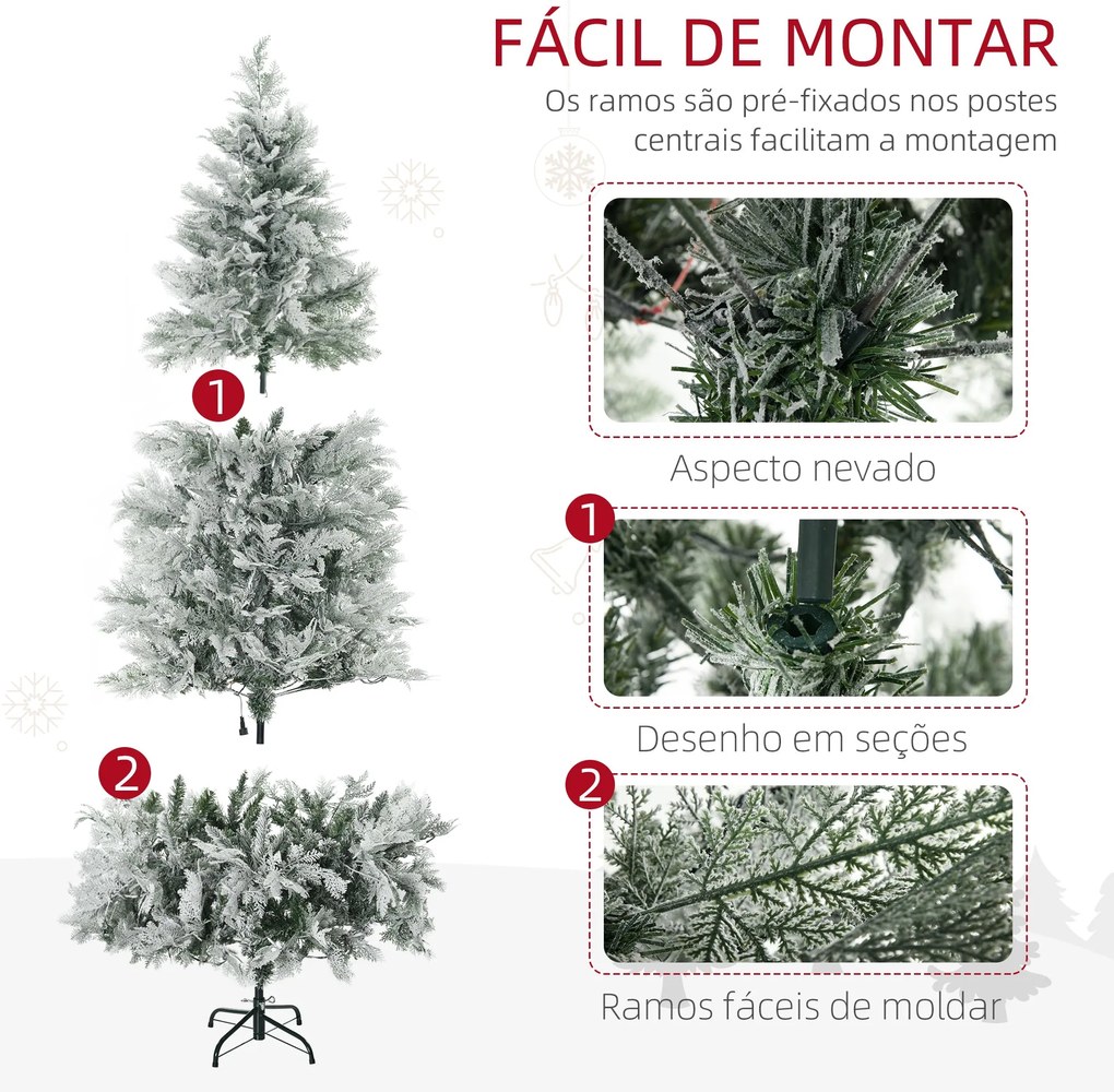 Árvore de Natal Artificial 180 cm com 300 Luzes LED Brancas Quente Árv