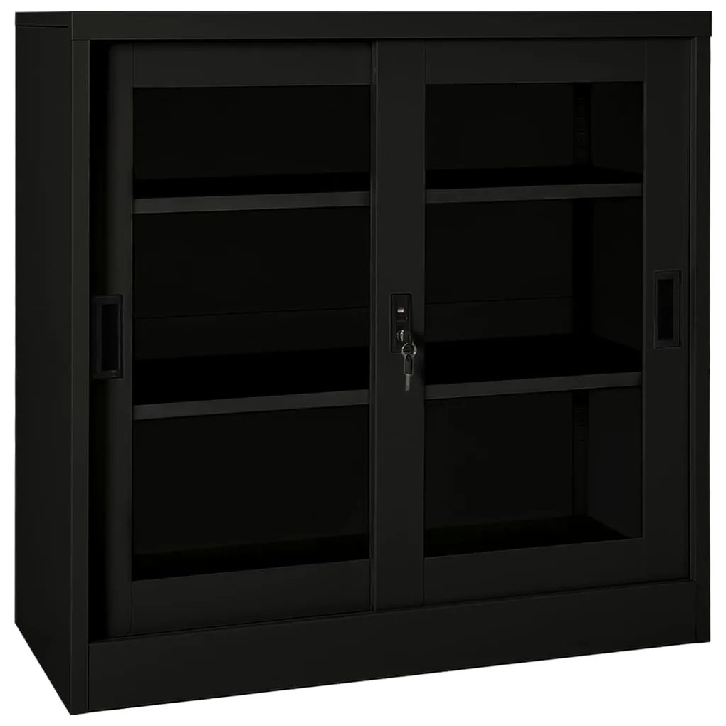335956 vidaXL Armário com porta deslizante aço 90x40x90 cm preto