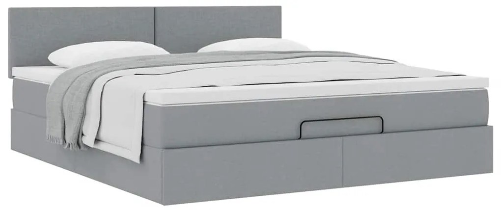 Estrutura de cama otomana com colchão 180x200 cm cinzento claro