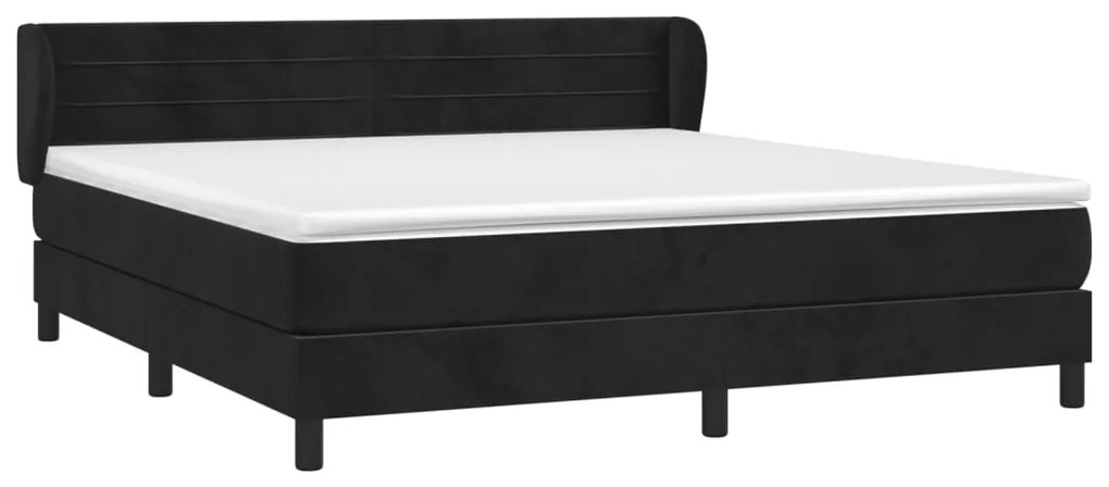 Cama com molas/colchão 160x200 cm veludo preto