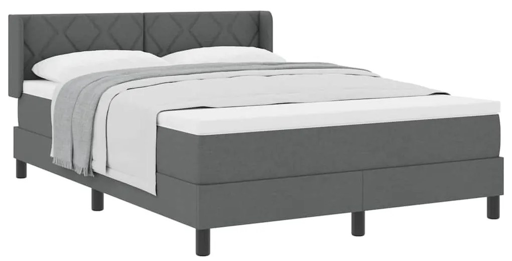 Cama Box com Colchão em Cinza Escuro, 140x200 cm, Tecido