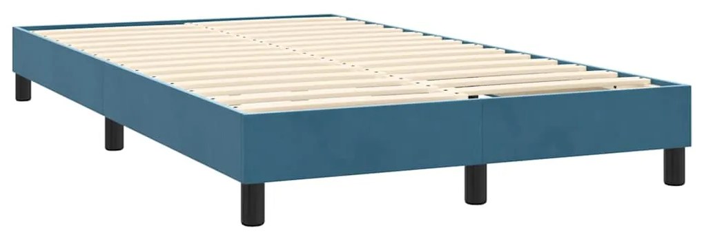 Cama com molas/colchão 120x210 cm veludo azul-escuro