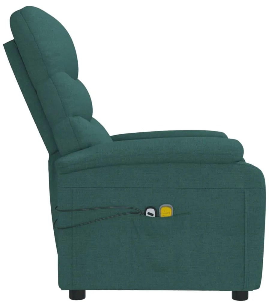 Poltrona de massagens elétrica tecido verde-escuro