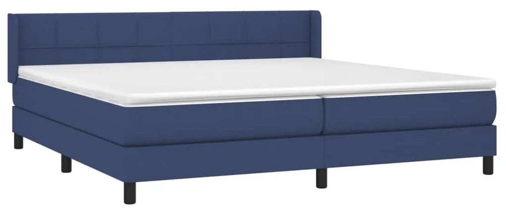 Cama com molas/colchão 200x200 cm tecido azul