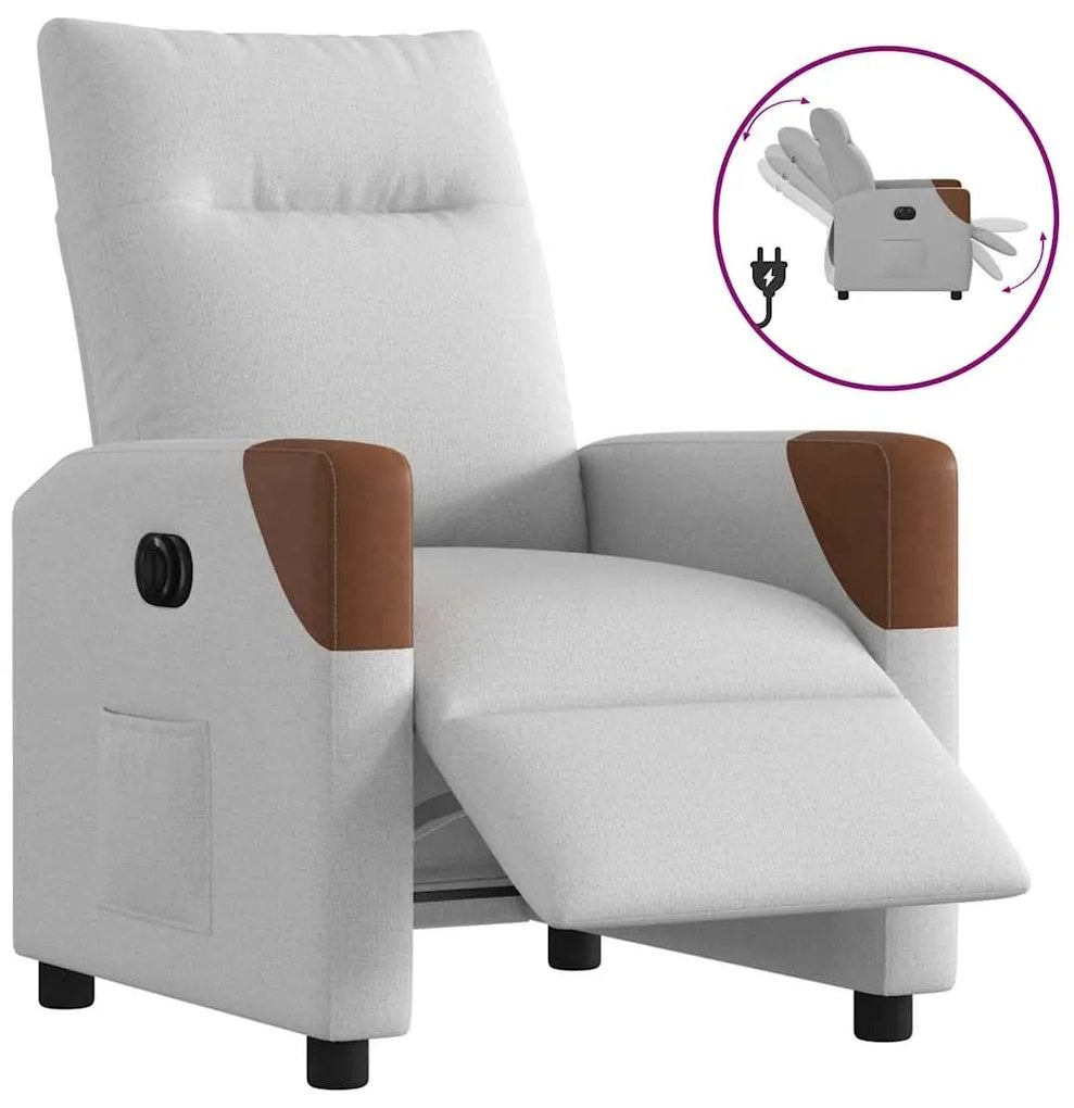 vidaXL Poltrona reclinável elétrica tecido cinzento-nublado