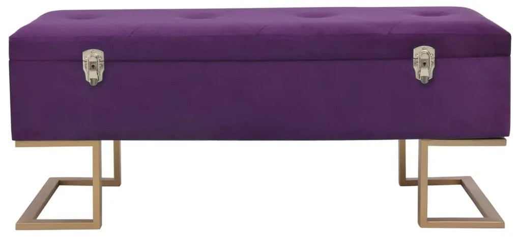 Banco com compartimento de arrumação 105 cm veludo roxo