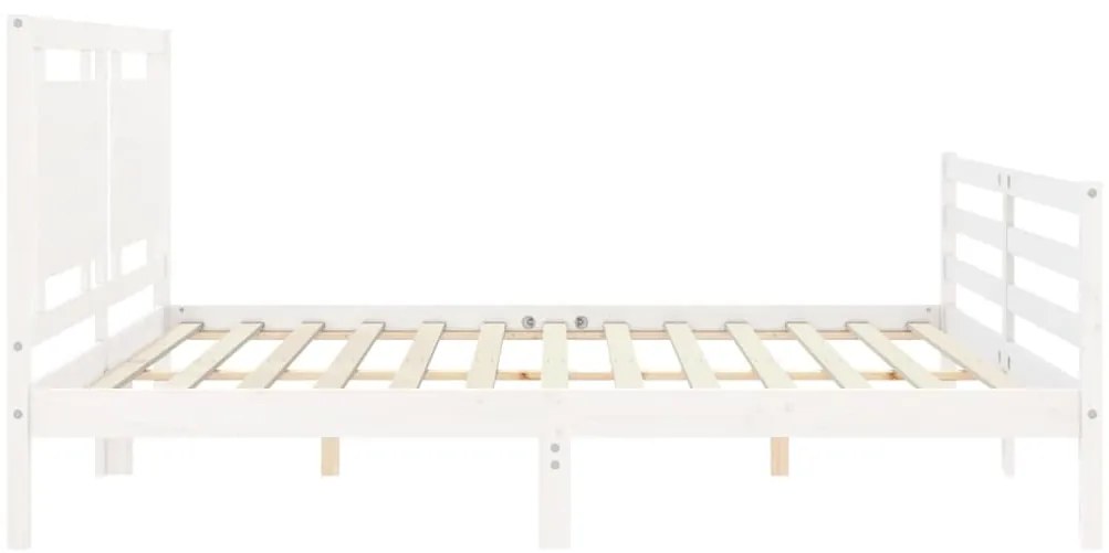 Estrutura de cama com cabeceira 200x200cm madeira maciça branco