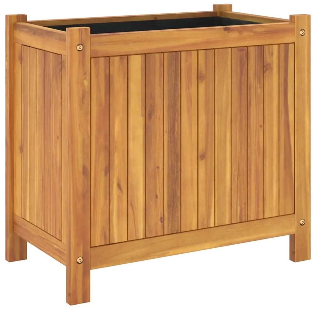 Vaso/floreira de jardim com forro 54x31x50 cm acácia maciça