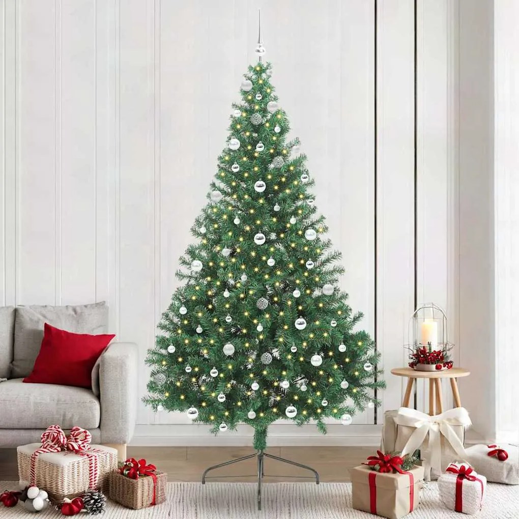 vidaXL Árvore de Natal Artificial Pré-iluminada Verde 240 cm PVC