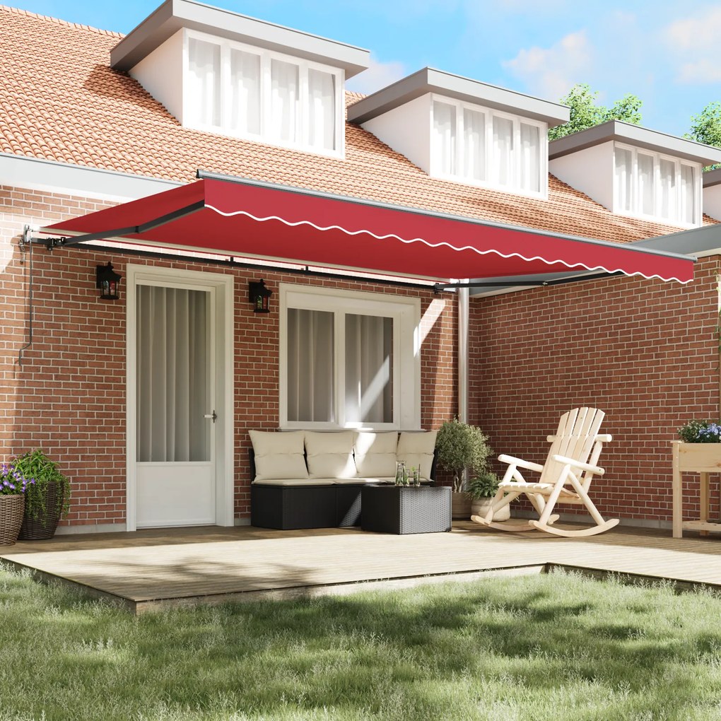 Toldo Retrátil Automático vidaXL Vermelho 450x350 cm