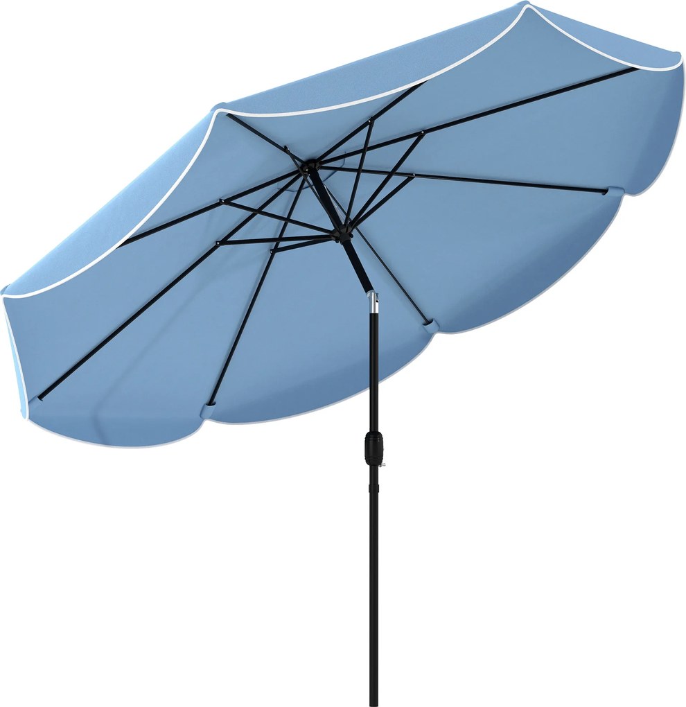 Outsunny Chapéu de Sol para Jardim Ø2,7 m com Inclinação Ajustável Manivela e Volante Azul Celeste | Aosom Portugal