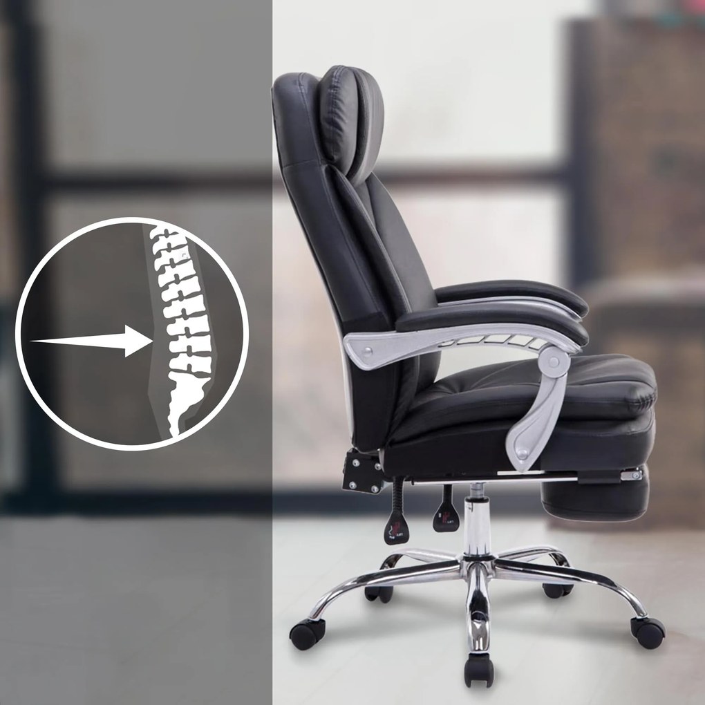 Cadeira de escritório XL Troy Couro sintético Preto