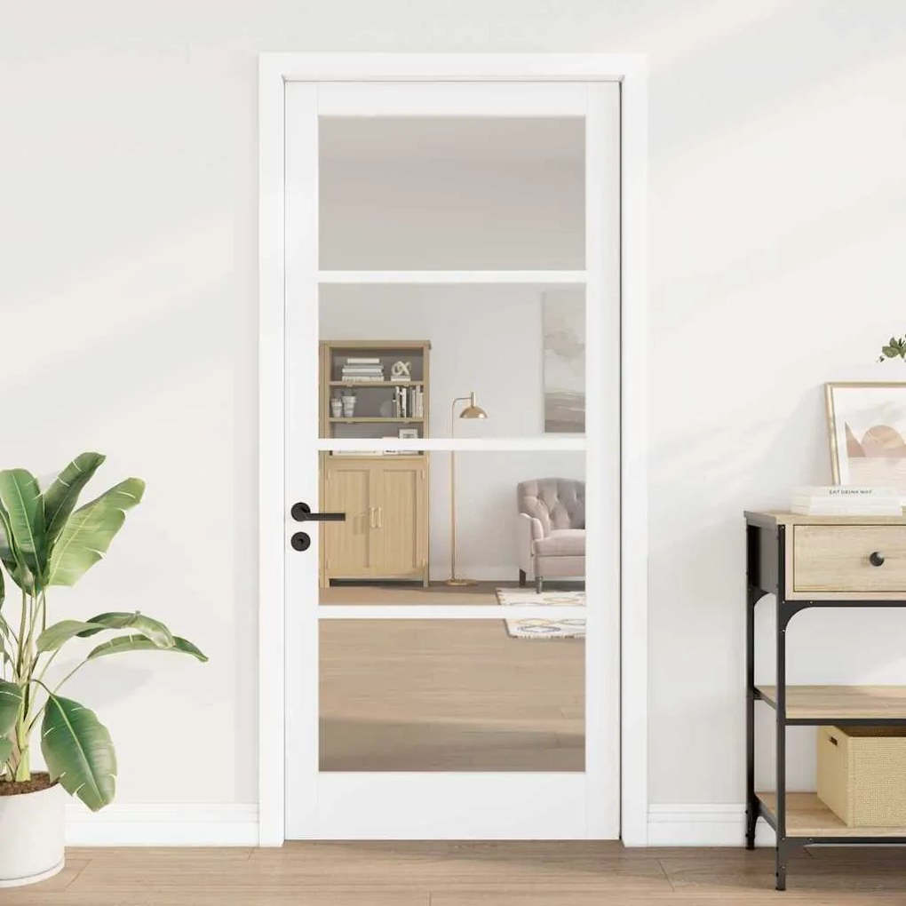 Porta Interior com Vidro "ORKDAL" Branca 93x211x4 cm