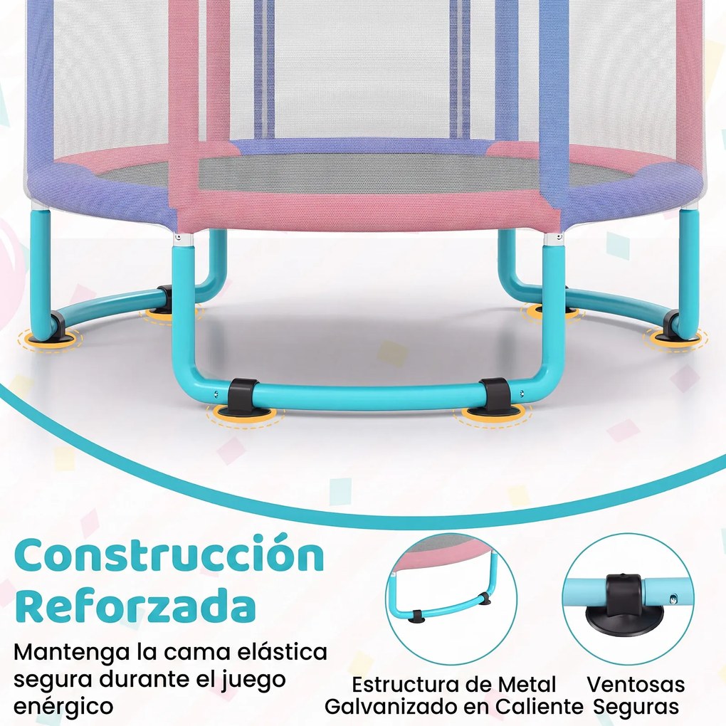 Trampolim Infantil 6 em 1, 140 x 140 x 214 cm, com Rede de Segurança, Azul