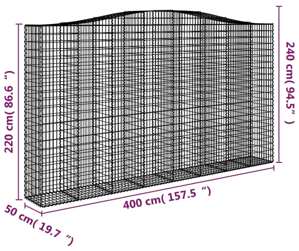 Cestos gabião arqueados 2pcs 400x50x220/240cm ferro galvanizado