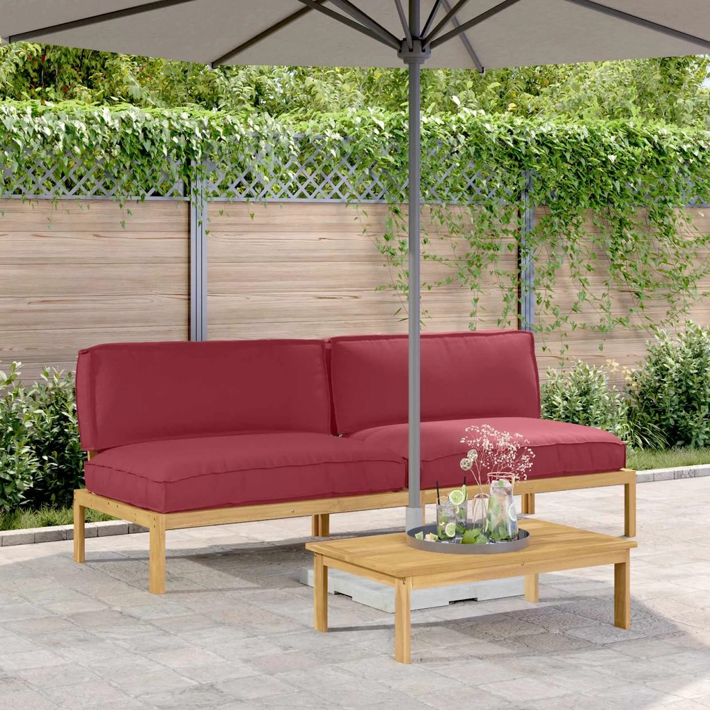 vidaXL Conjunto de Sofás com almofada Vinho Vermelho 240 x 92 x 69 cm