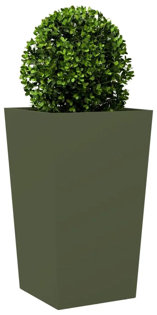 Vaso/floreira de jardim 45x45x75 cm aço verde azeitona