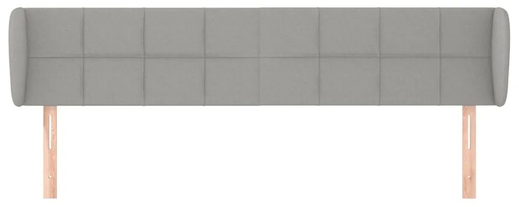 Cabeceira de cama c/ abas tecido 163x23x78/88 cm cinzento-claro