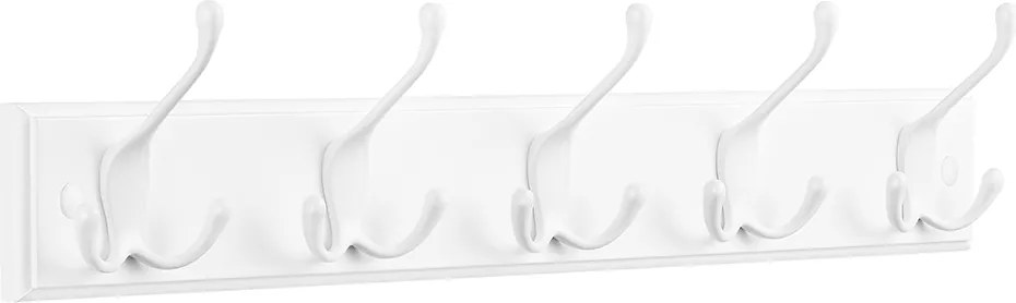 Bengaleiro de parede com 5 ganchos metálicos triplos 7 x 50,4 x 4,6 cm Branco 