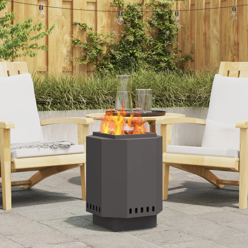 vidaXL Fogo Sem Fumaça Preto 38x38x51 cm Aço