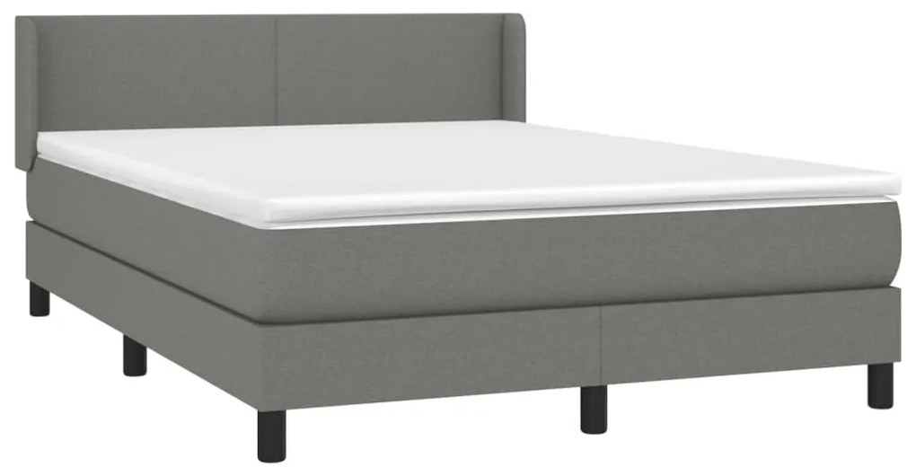 Cama com molas/colchão 140x190 cm tecido cinzento-escuro