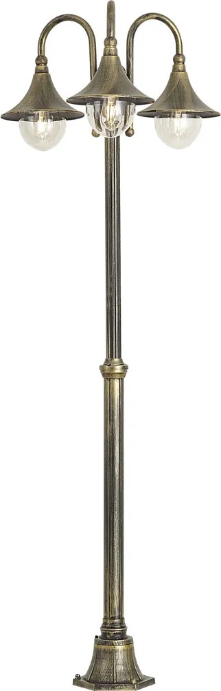 Lanterna de exterior clássica preta com dourado antigo 200cm 3-luzes IP44 - Daphne
