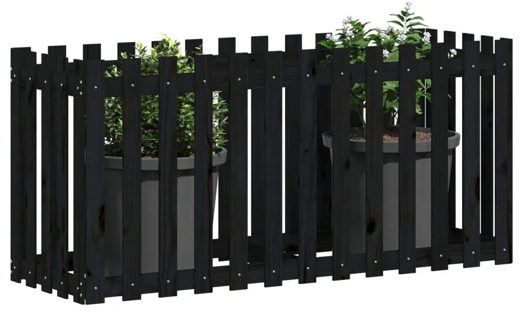 Canteiro elevado c/ design cerca 150x50x70cm pinho maciço preto
