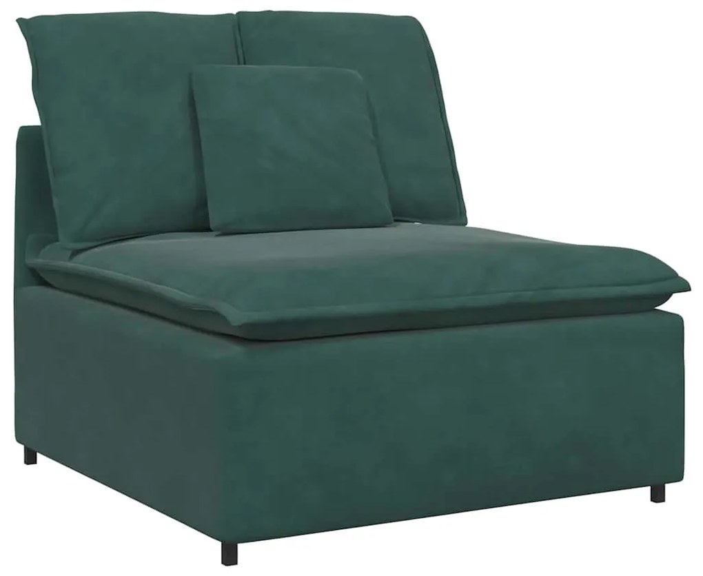 Sofá modular com almofadas veludo verde-escuro