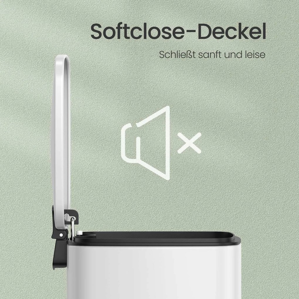 Caixote do lixo para casa de banho 6 litros 23,9 x 19,3 x 25,5 cm com pedal em aço branco