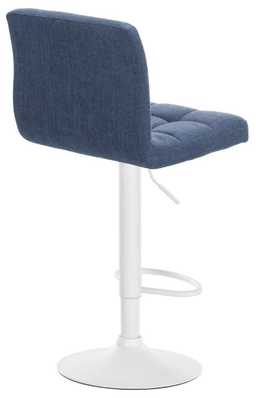 Conjunto de 2 bancos altos bar em tecido com estrutura branca 94-114 x 46 x 47 cm azul
