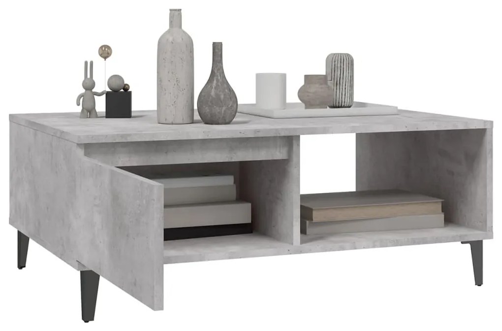 Mesa de centro 90x60x35 cm derivados madeira cinzento cimento