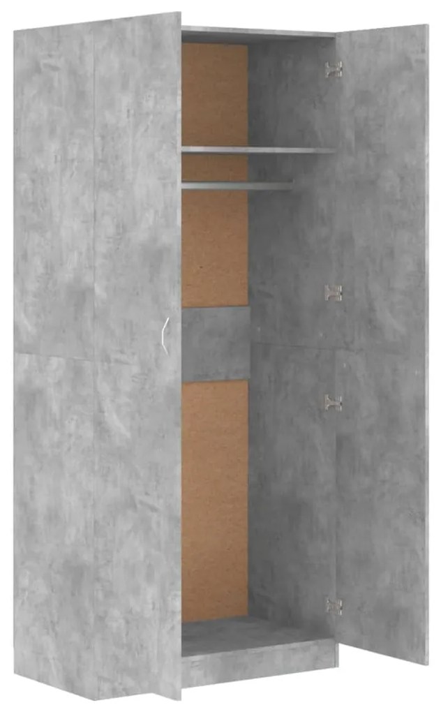 Roupeiro 90x52x200 cm derivados de madeira cinzento cimento