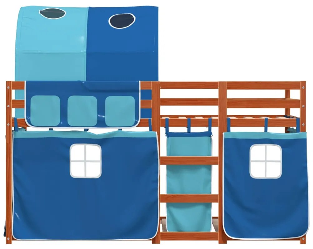 Beliche com cortinas 90x190 cm madeira de pinho maciça azul