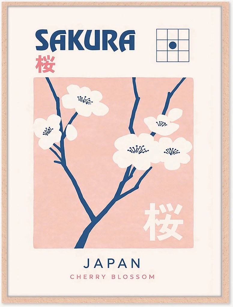 Impressão digital emoldurada artesanal Sakura