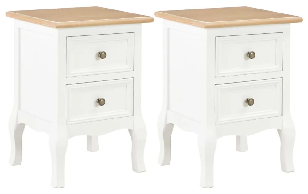 vidaXL Mesa-de-cabeceira 2 pcs 35x30x49 cm MDF branco
