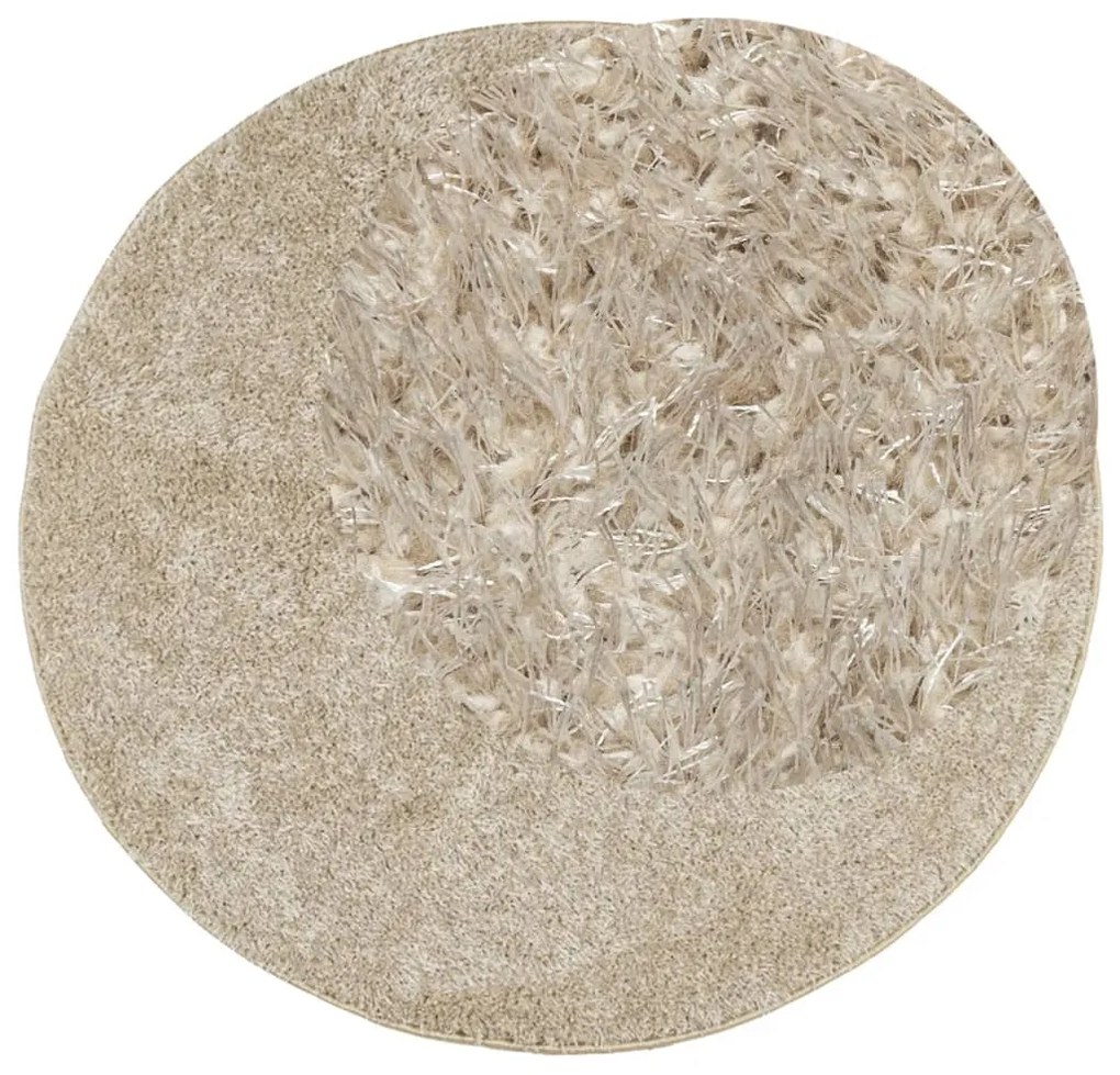 Tapete de pelo alto com aspeto brilhante ISTAN Ø 100 cm bege