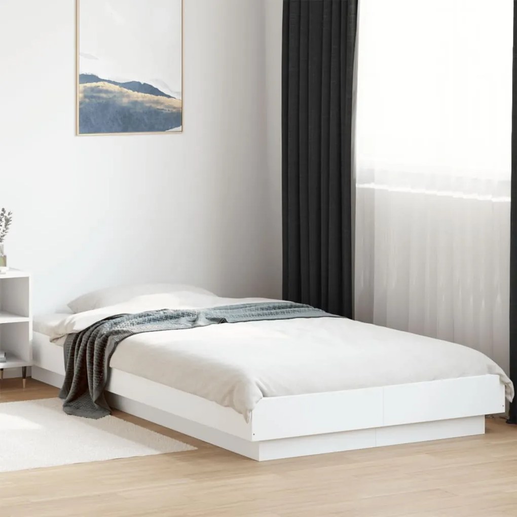 Estrutura cama c/ luzes LED 90x190 cm derivados madeira branco