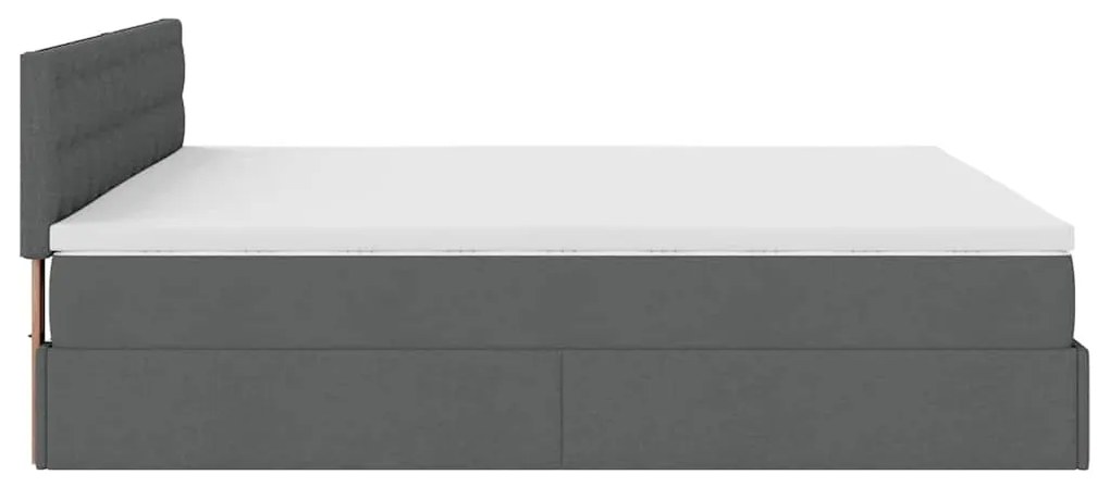 Estrutura de cama otomana com colchão 200x200cm cinzento-escuro
