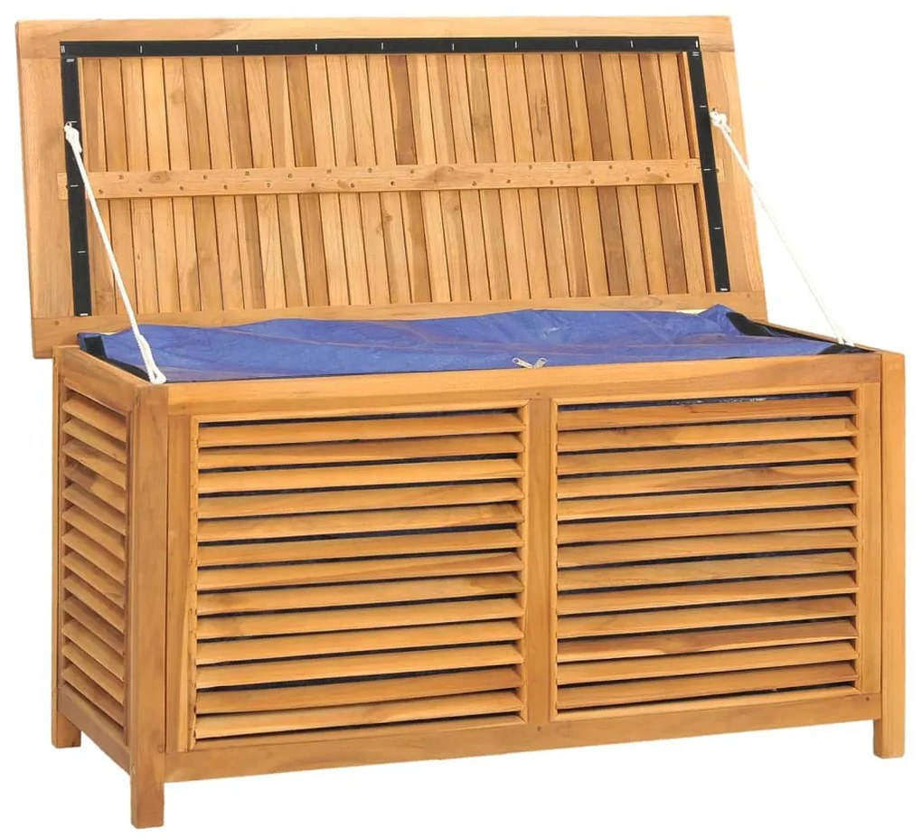 Caixa de arrumação p/ jardim com saco 114x50x58 cm teca maciça