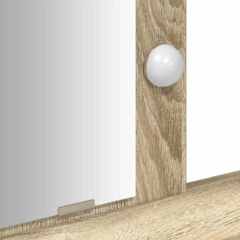 Mesa de Maquiagem vidaXL com Luzes LED Carvalho Sonoma 100x41x140 cm