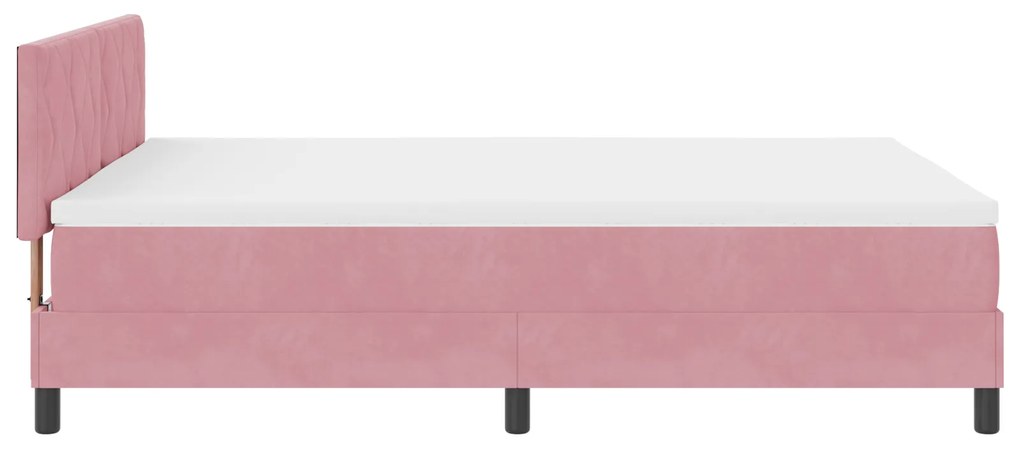 Cama Box Spring com Colchão Rosa 140x200 cm Veludo