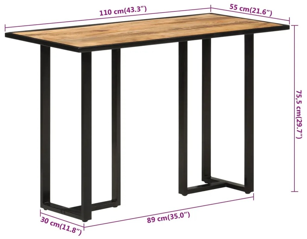 Mesa de jantar 110x55x75,5 cm madeira de mangueira maciça